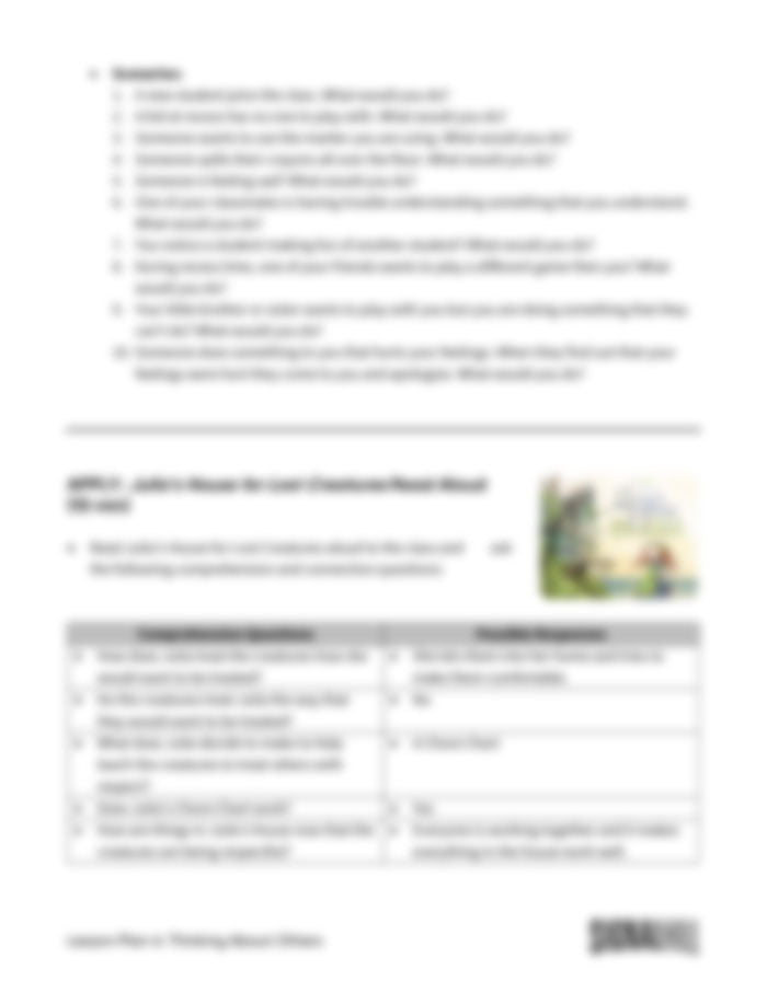 Lesson Plan 4: Thinking About Others