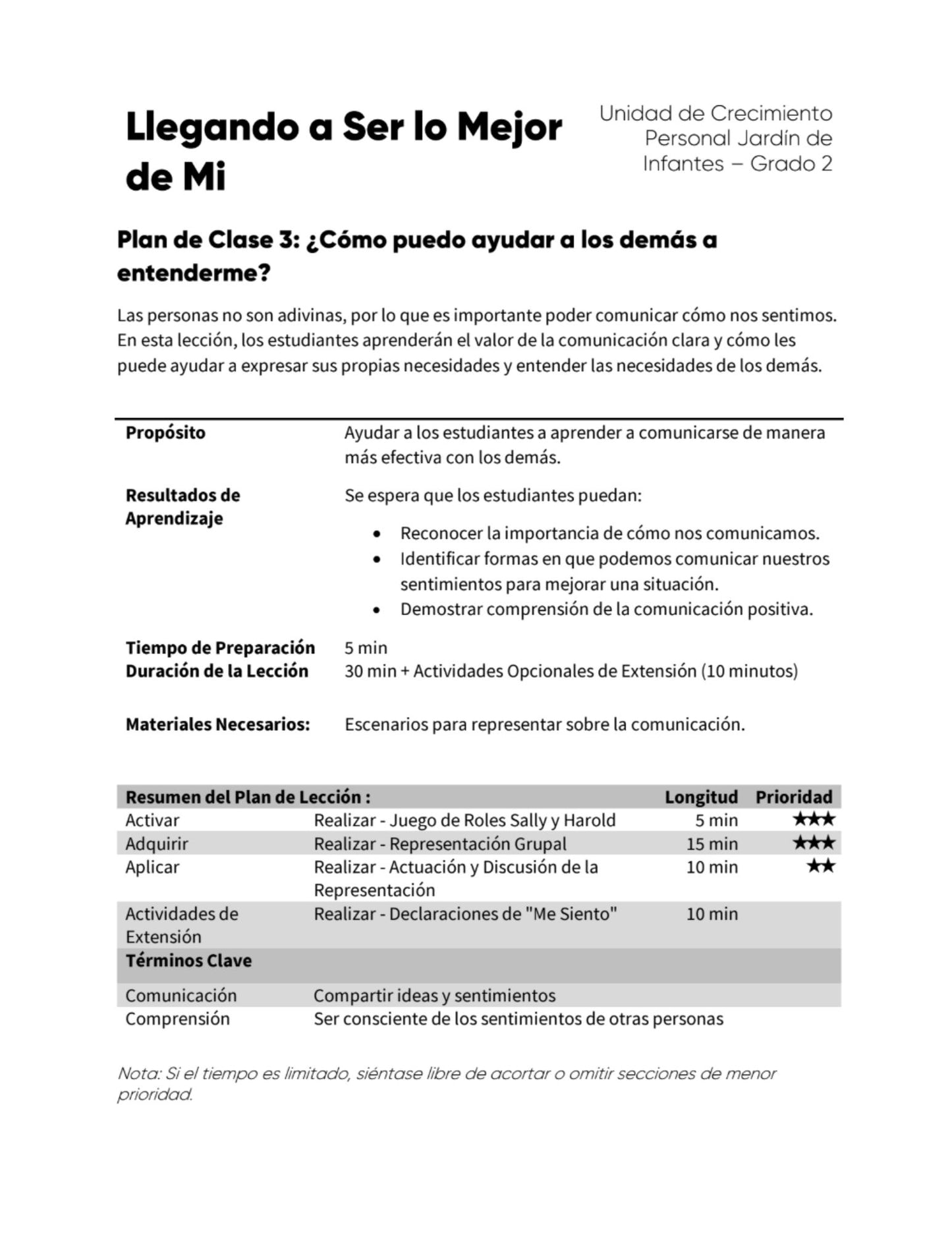 Lección 3: ¿Cómo puedo ayudar a los demás a entenderme?