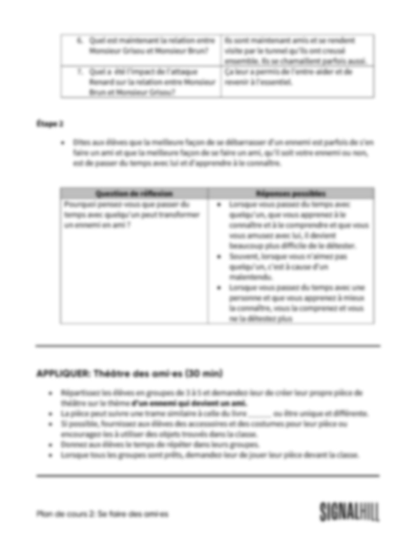Plan de cours 2: Se faire des ami·es