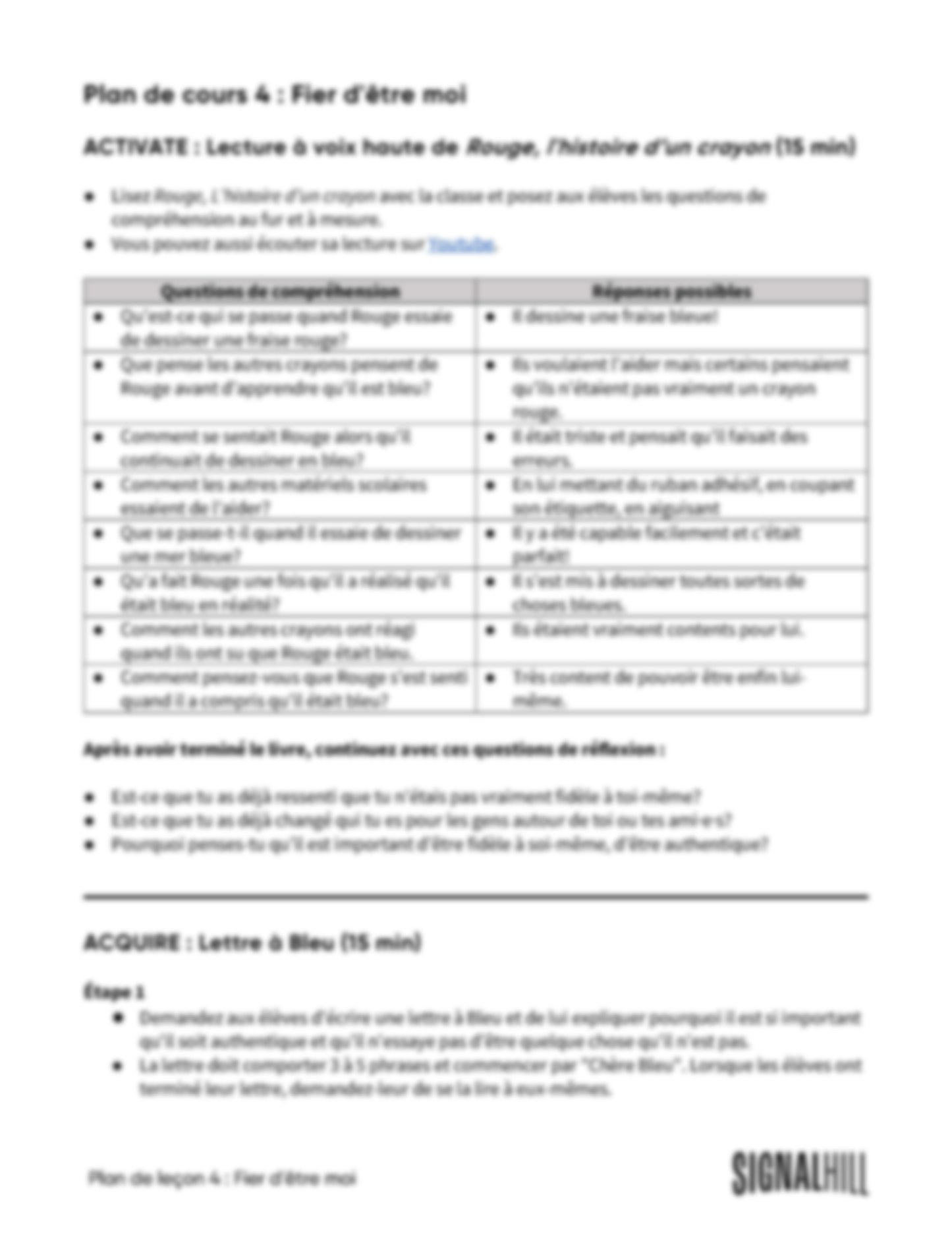 Plan de cours 4: Fier d'être moi