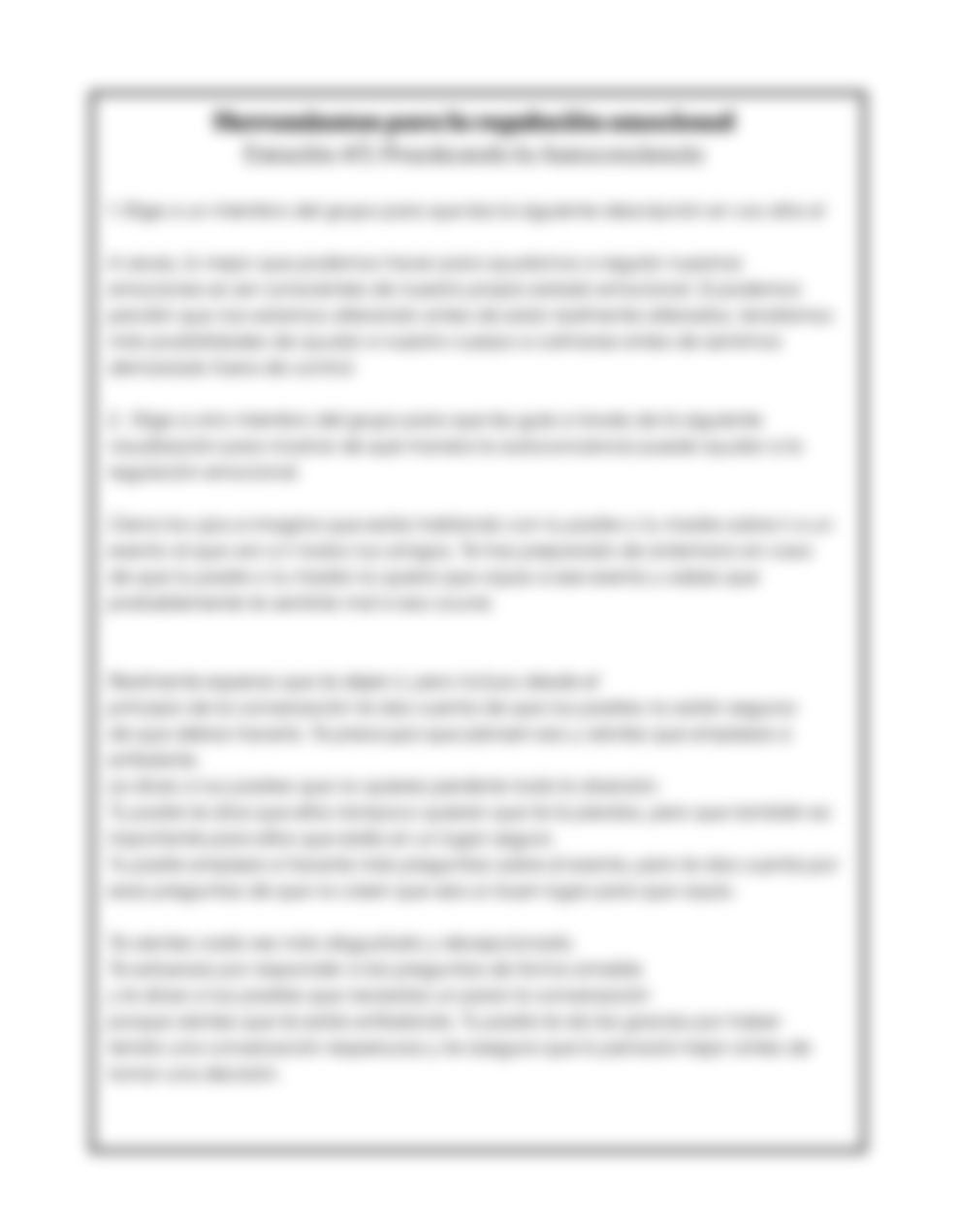 Lección 3: Caja de herramientas para a regulación emocional