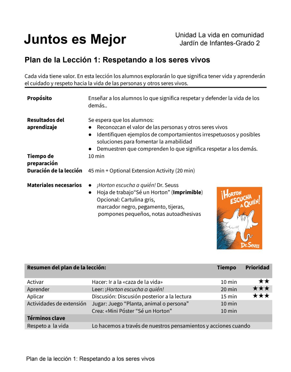 Juntos es Mejor - Paquete de Plan de Lecciones (4 Plan de Lecciones)