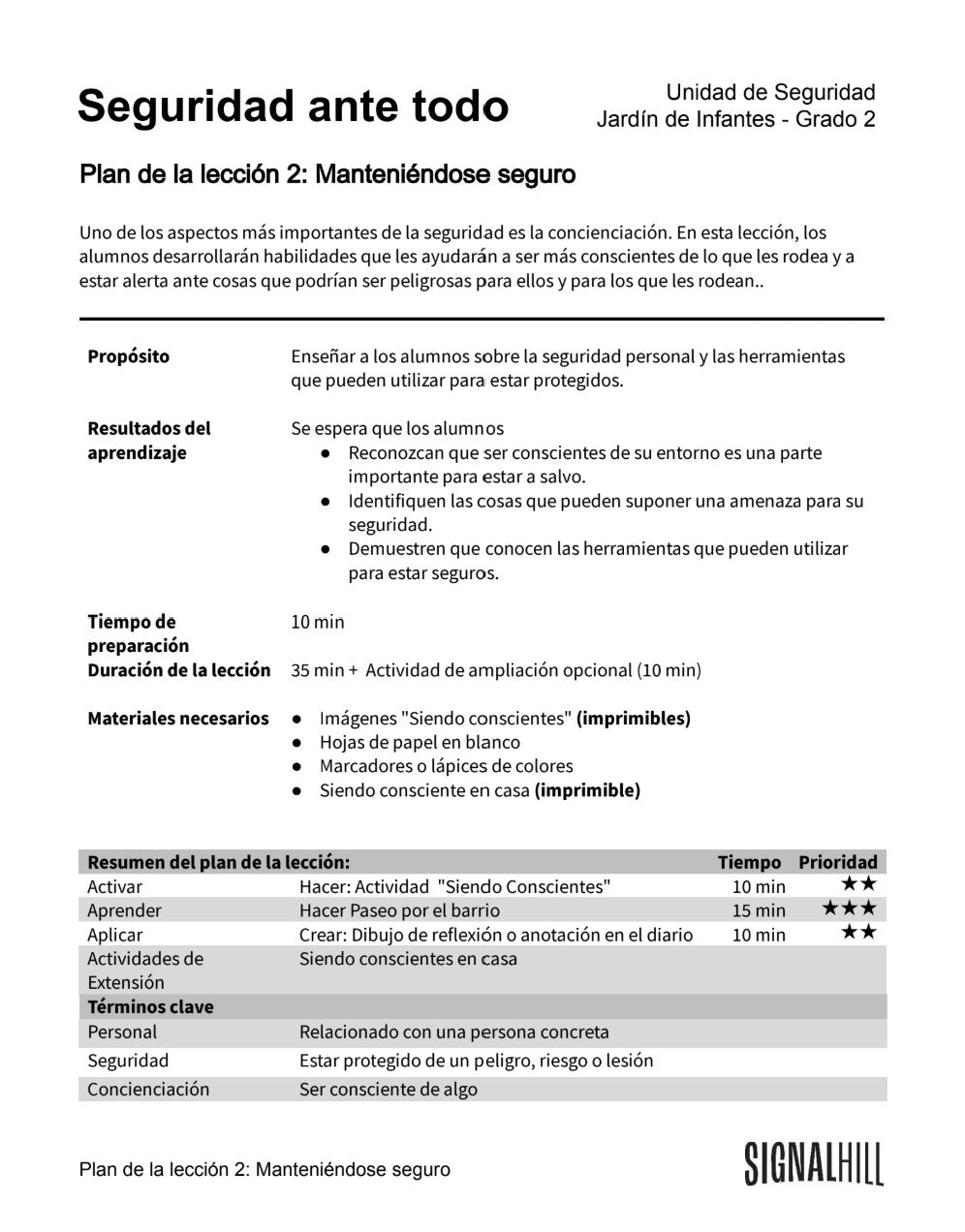 Lección 2: Manteniéndose seguro