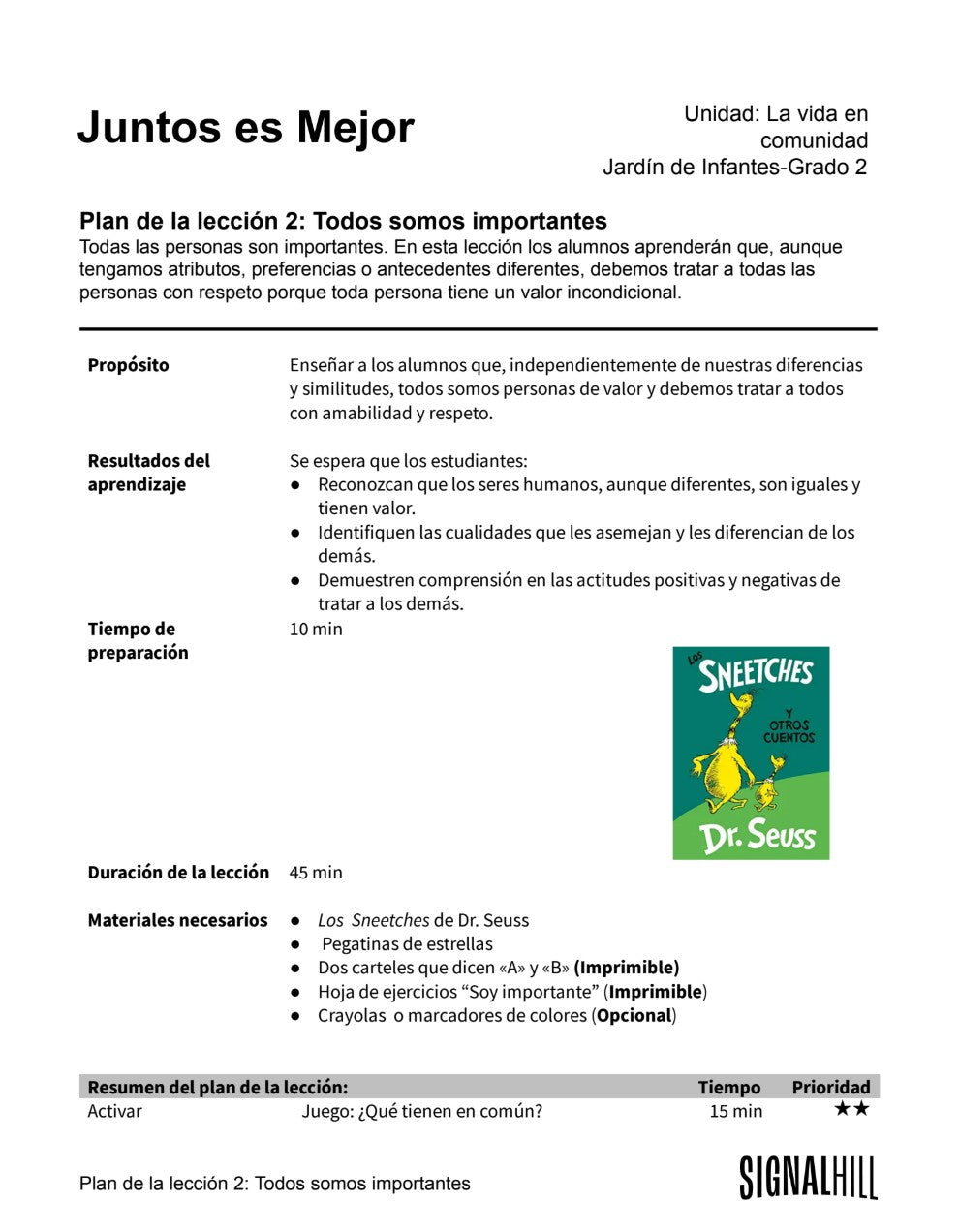 Lección 2: Todos Somos Importantes