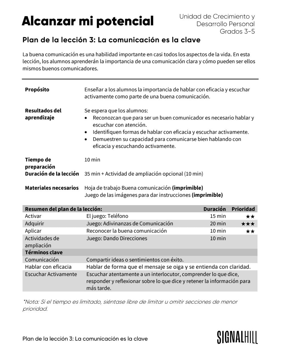 Lección 3: La comunicación es la clave