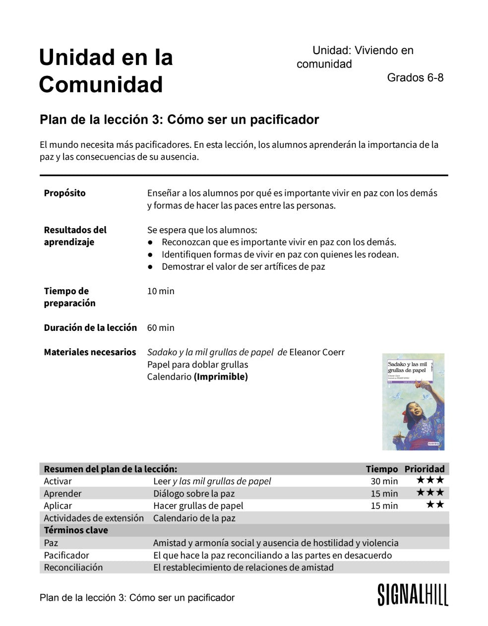 Unidad en la Comunidad -  Paquete de Plan de Lecciones (4 Plan de Lecciones)