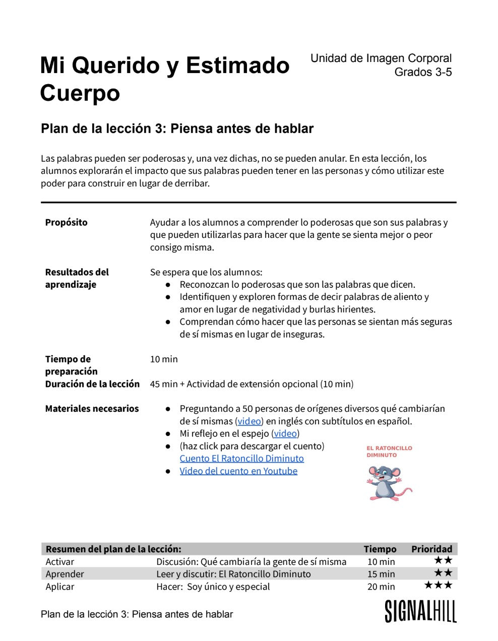 Lección 3: Piensa antes de hablar