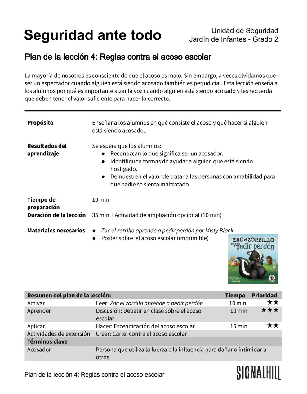 Lección 4: Reglas contra el acoso escolar
