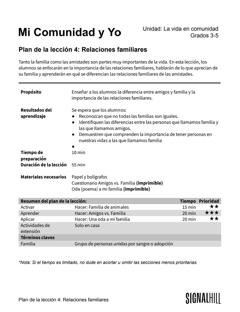 Lección 4: Relaciones Familiares