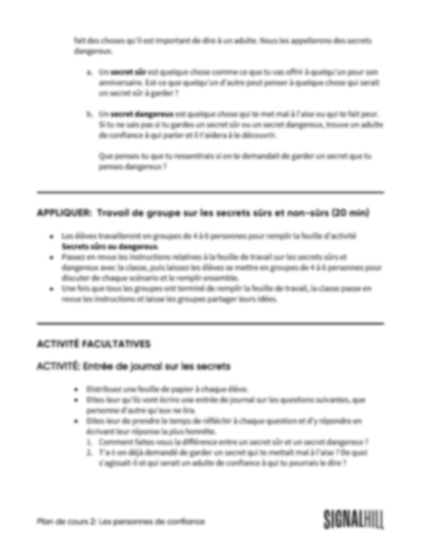 Plan de cours 2: Les personnes de confiance