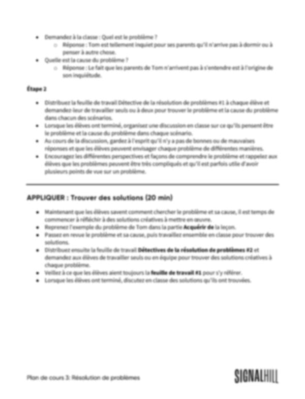 Plan de cours 3: Résolution de problèmes