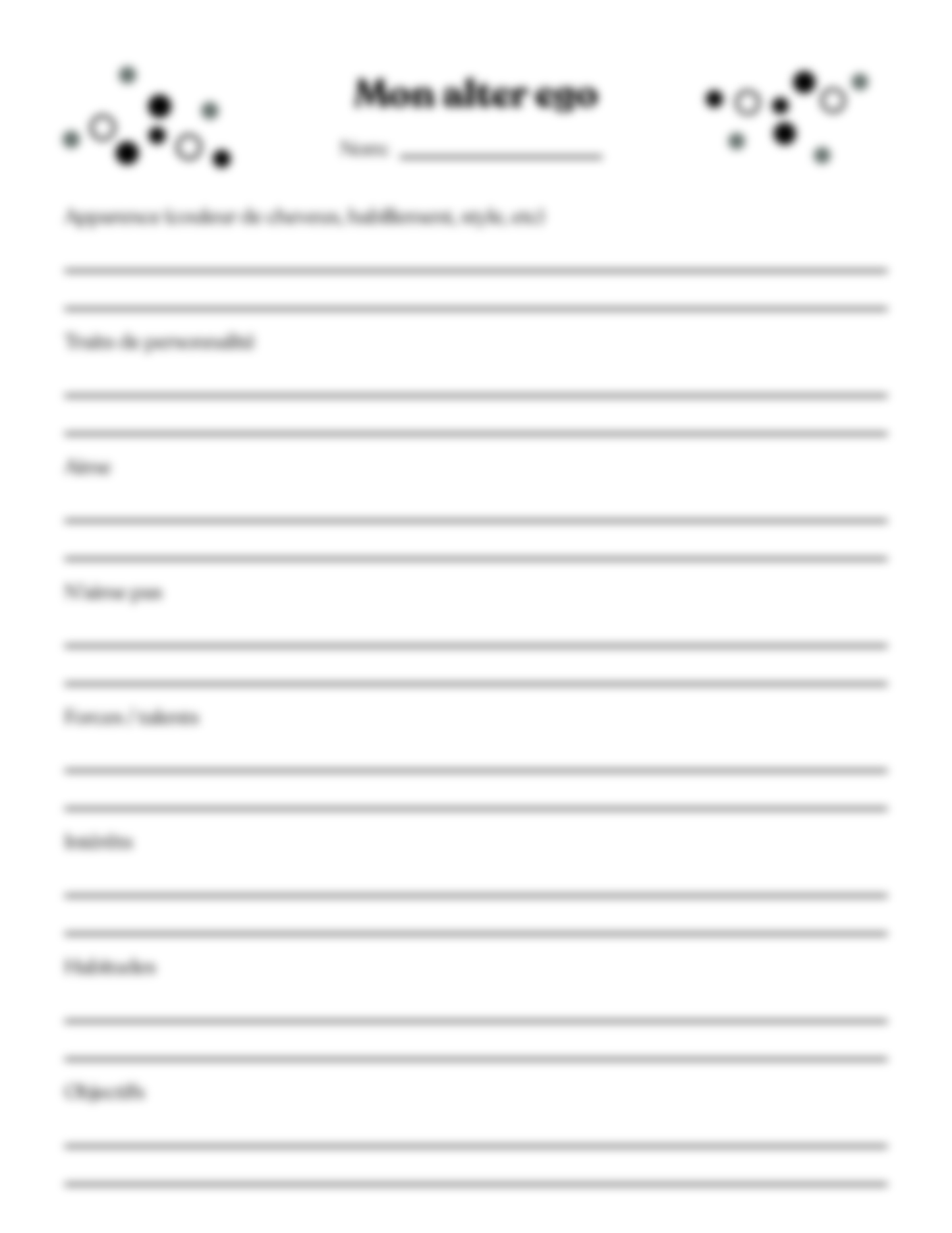 Plan de cours 1 : Mon identité
