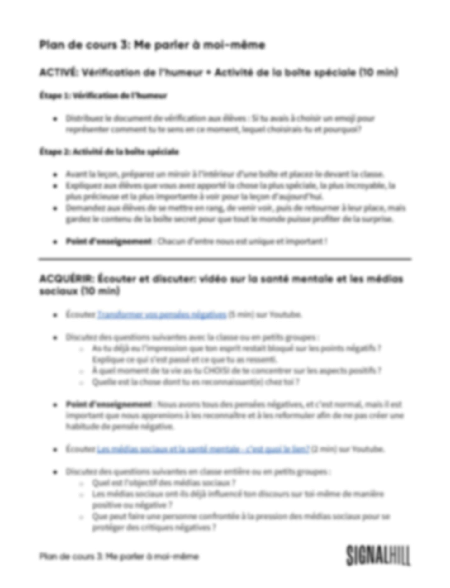 Plan de cours 3: Me parler à moi-même