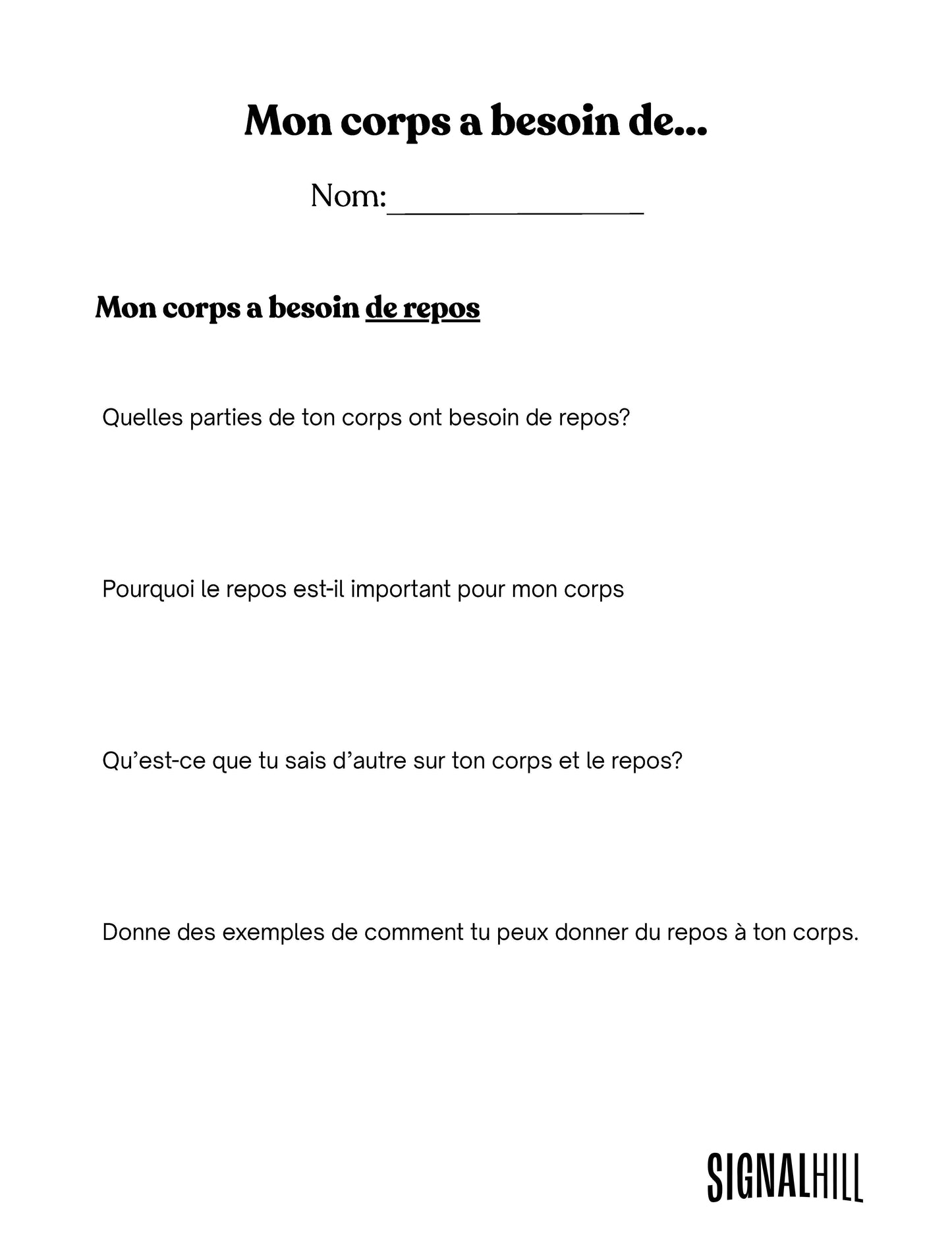 Plan de cours 4: Savoir ce dont mon corps à besoin