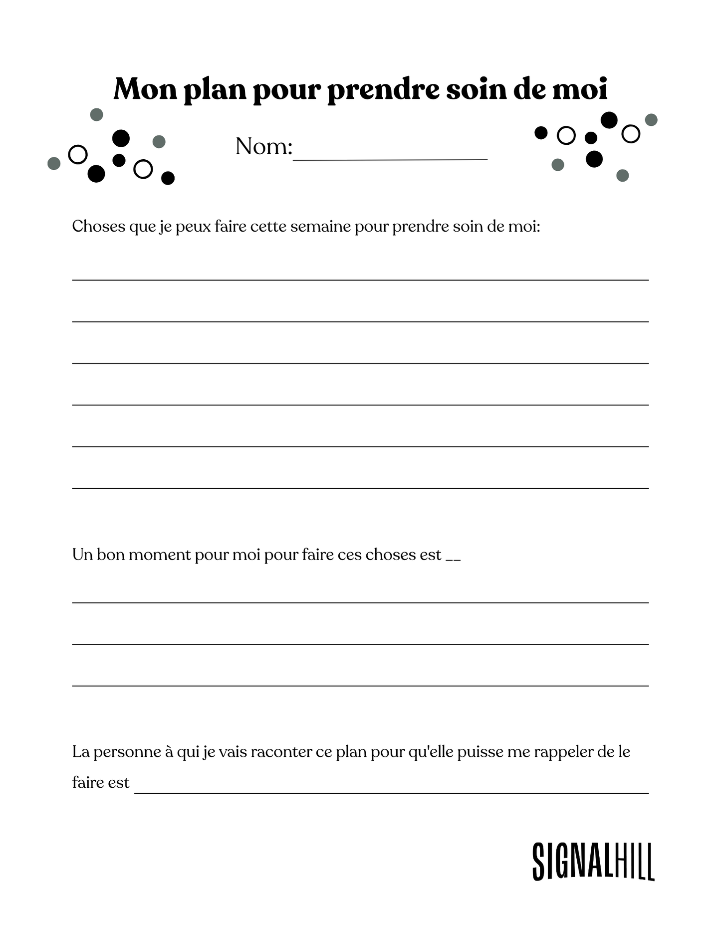 Plan de cours 4: Prendre soin de soi