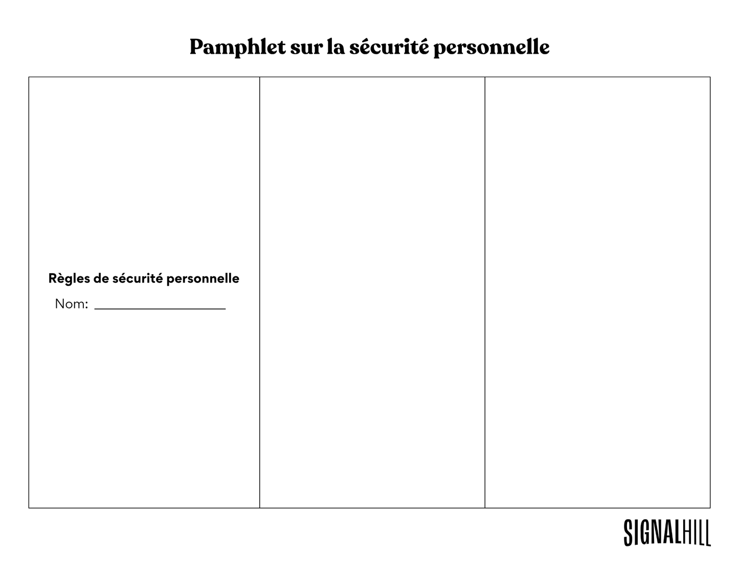 Plan de cours 1: Sécurité personnelle