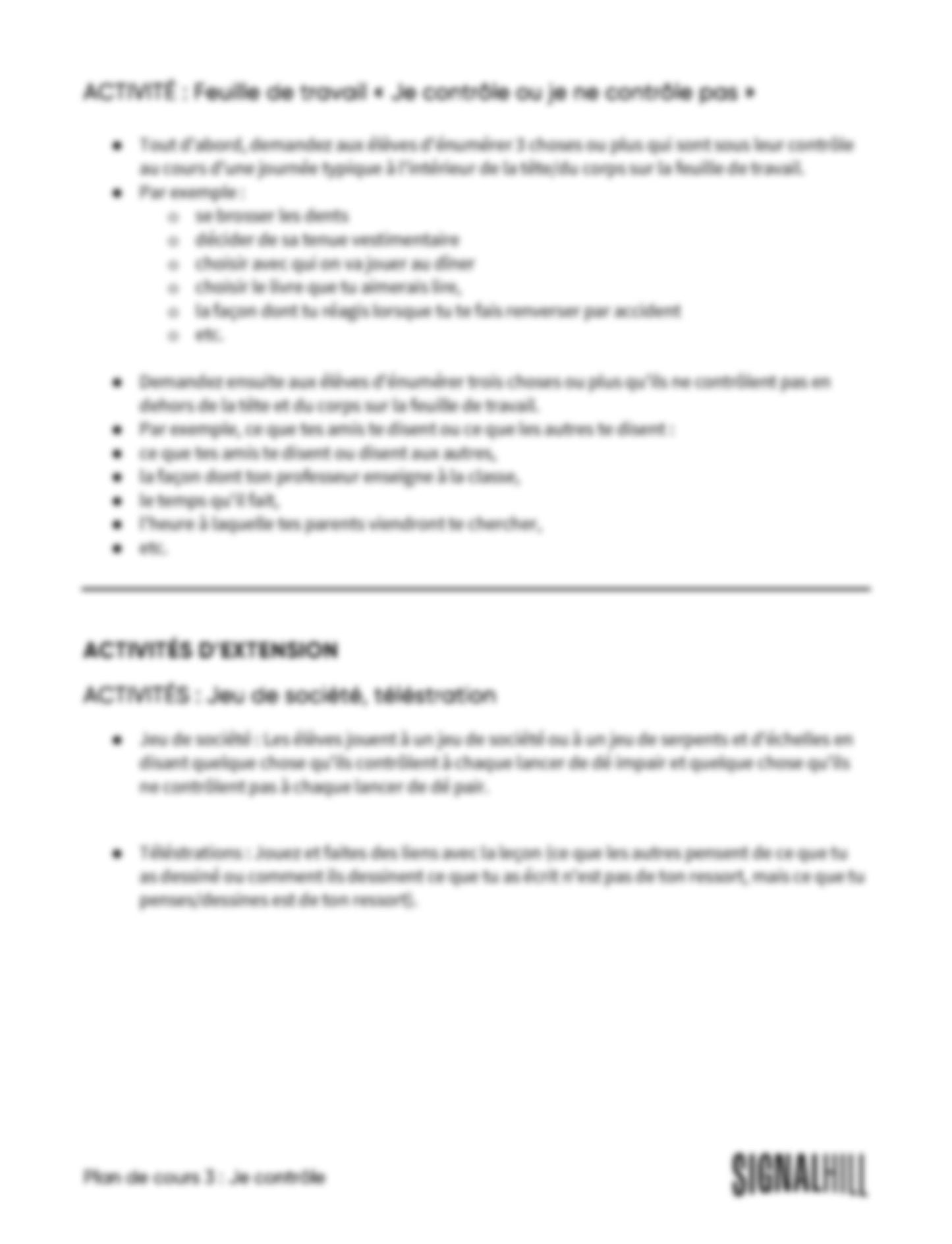 Plan de cours 3 : Je contrôle