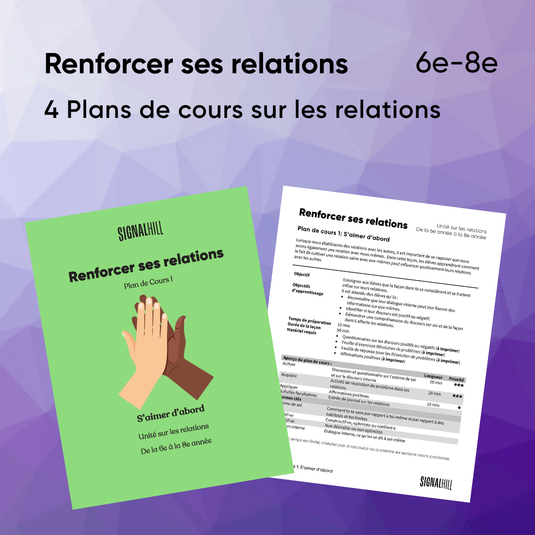 Renforcer ses relations - Ensemble de plans de cours (4 plans de cours)