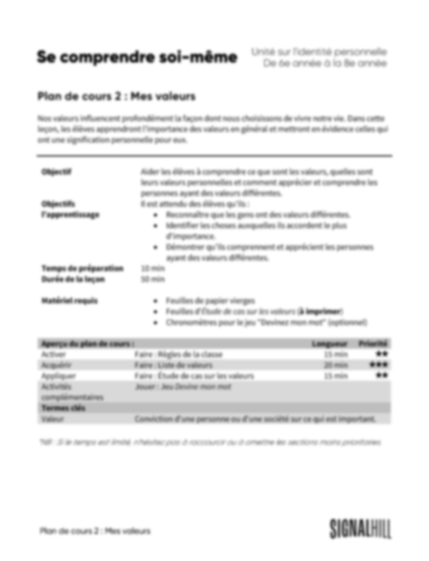 Se comprendre soi-même - Ensemble de plans de cours (4 plans de cours)
