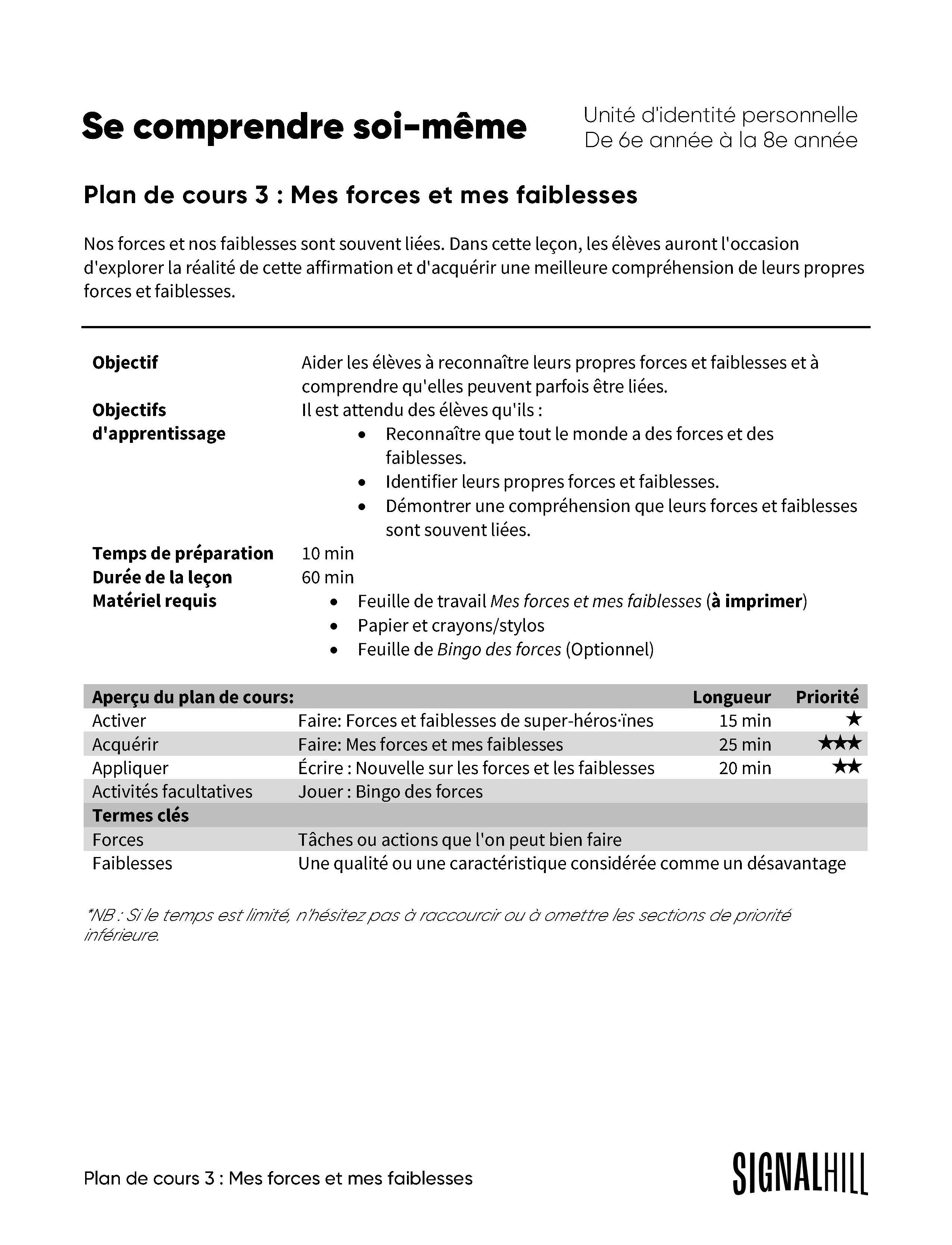 Se comprendre soi-même - Ensemble de plans de cours (4 plans de cours ...