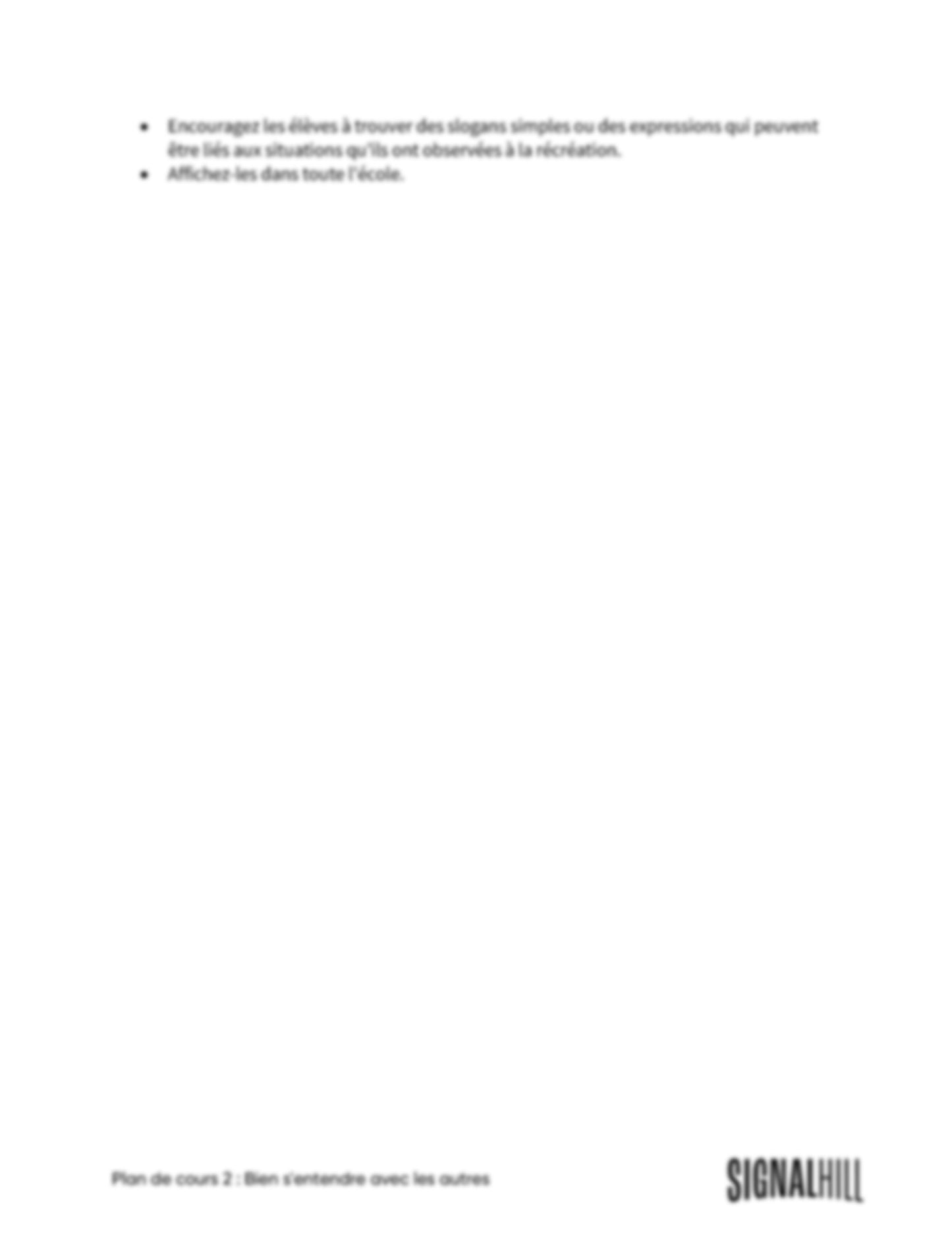 Plan de cours 2: Bien s'entendre avec les autres