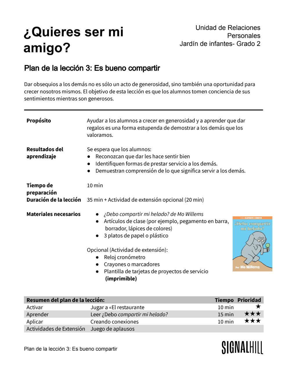 ¿Quieres ser mi amigo? -  Paquete de Plan de Lecciones (4 Plan de Lecciones)