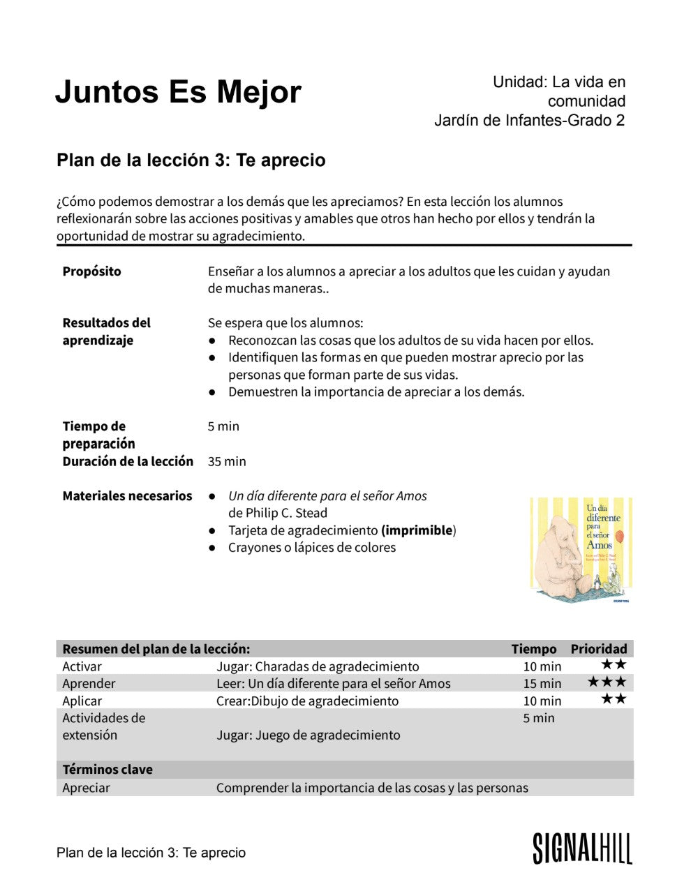 Lección 3: Te aprecio