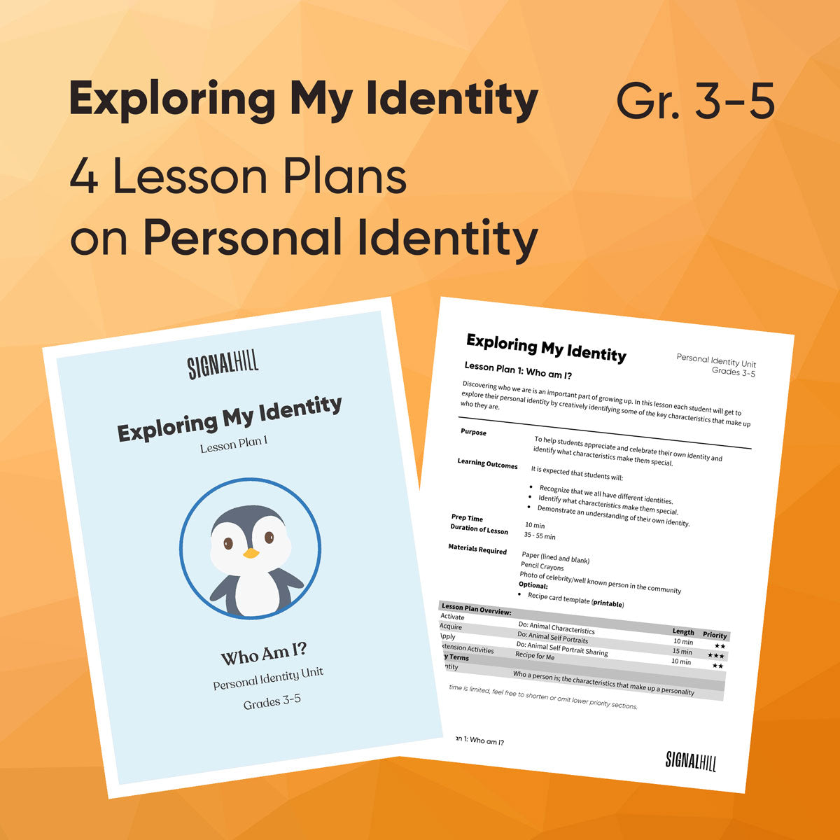 Exploring My Identity - Lesson Plan Bundle (4 Lesson Plans)
