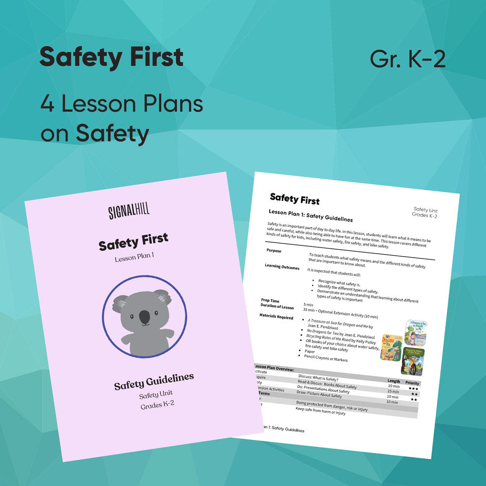 Safety Lesson Shell Safety First - Lesson Plan Bundle - Grades K-2 – Signal Hill