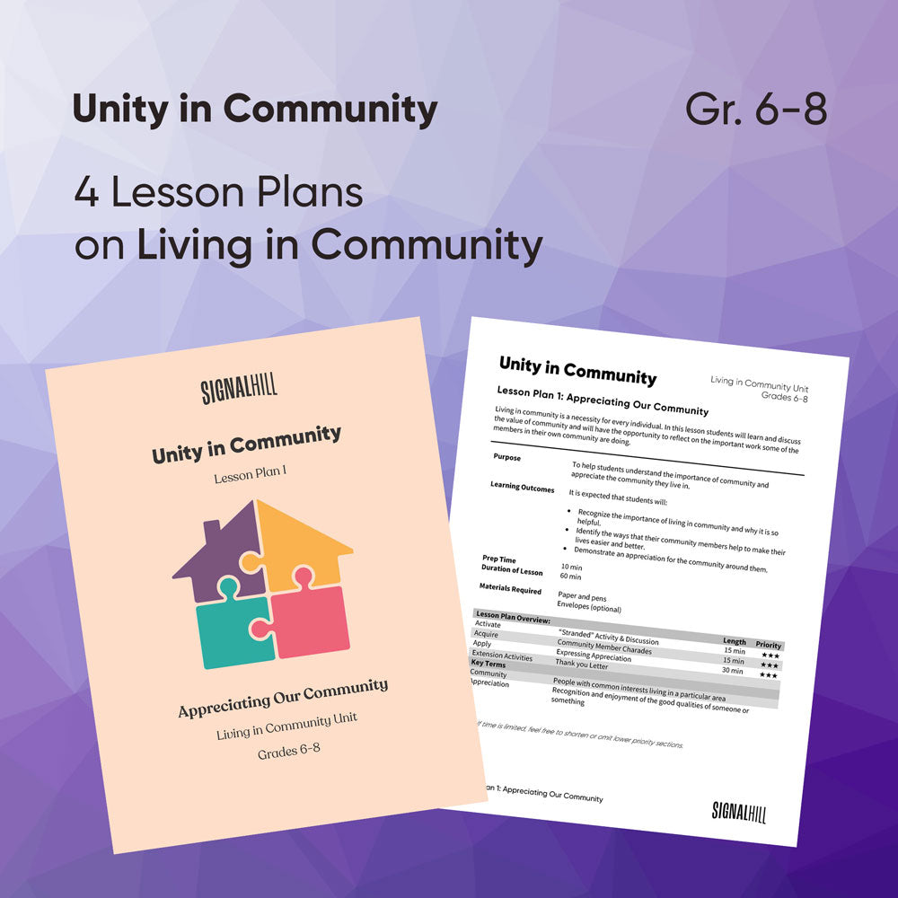 Community Lesson Unity in Community - Lesson Plan Bundle - Grades 6-8 – Signal Hill