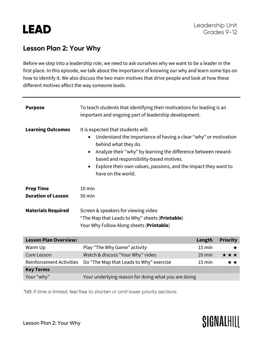 Lead - Lesson Plan Set (12 Lesson Plans)