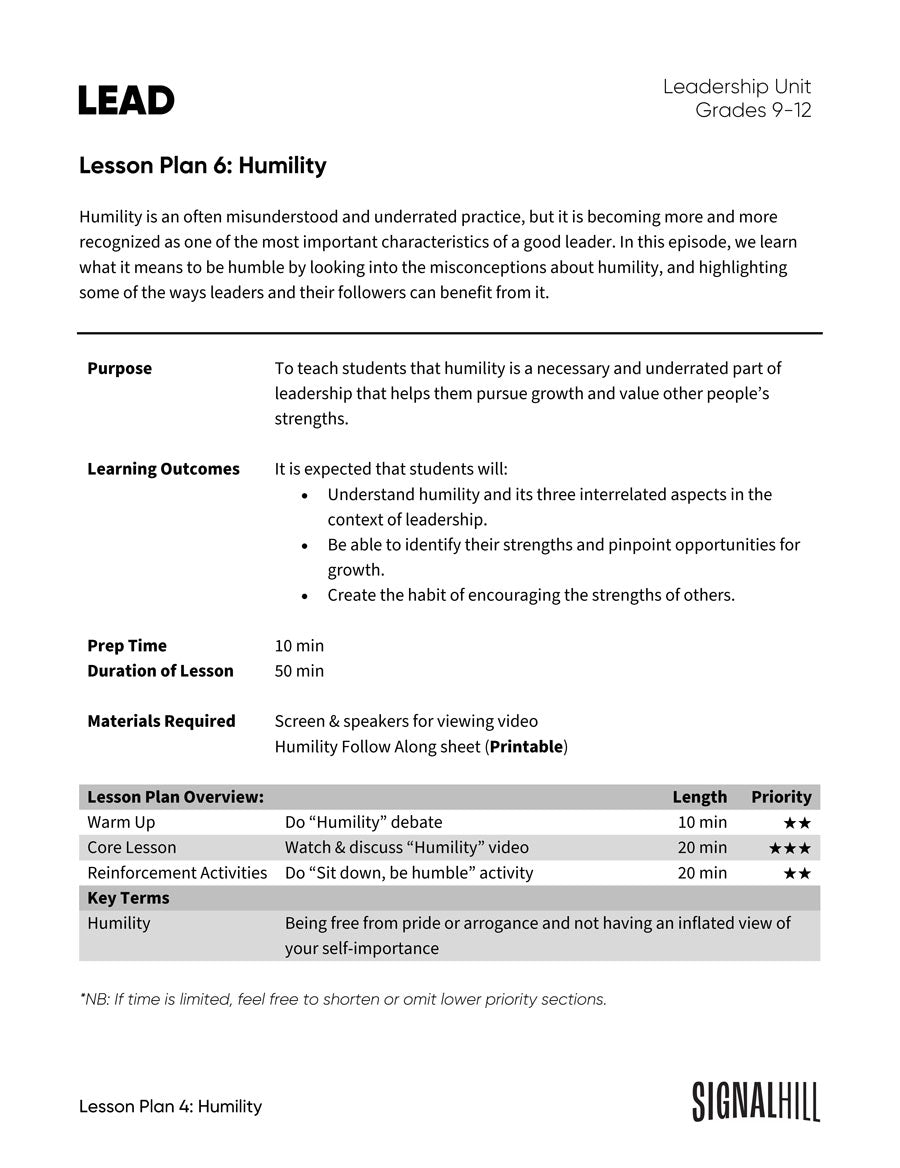 Lead - Lesson Plan Set (12 Lesson Plans)