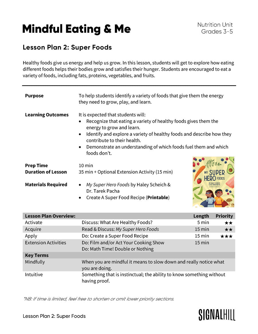 Mindful Eating & Me - Lesson Plan Bundle (4 Lesson Plans)