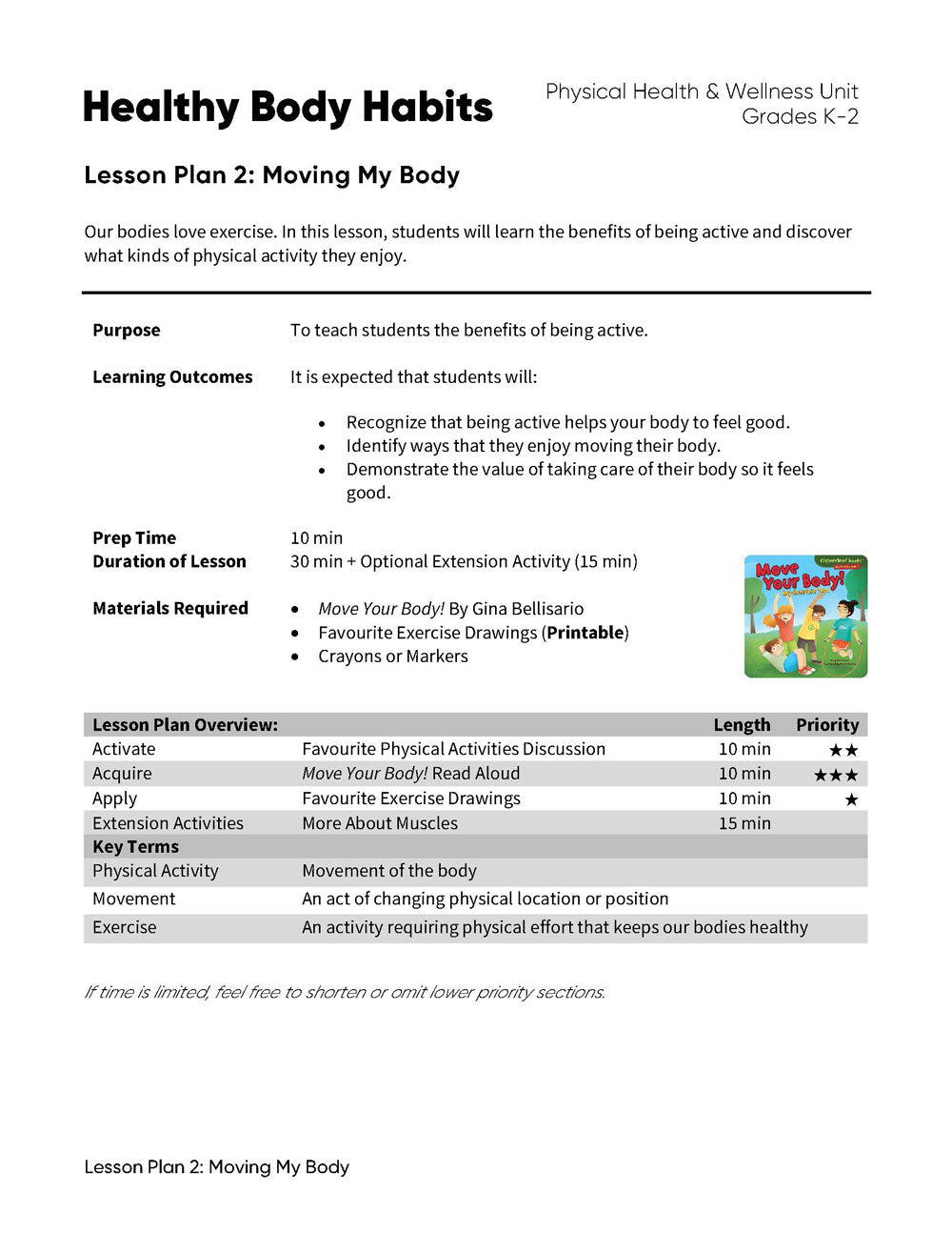 Lesson Plan 2: Moving My Body