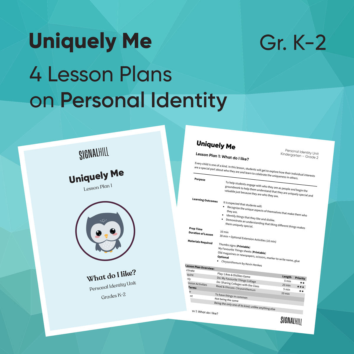 Uniquely Me - Lesson Plan Bundle (4 Lesson Plans)