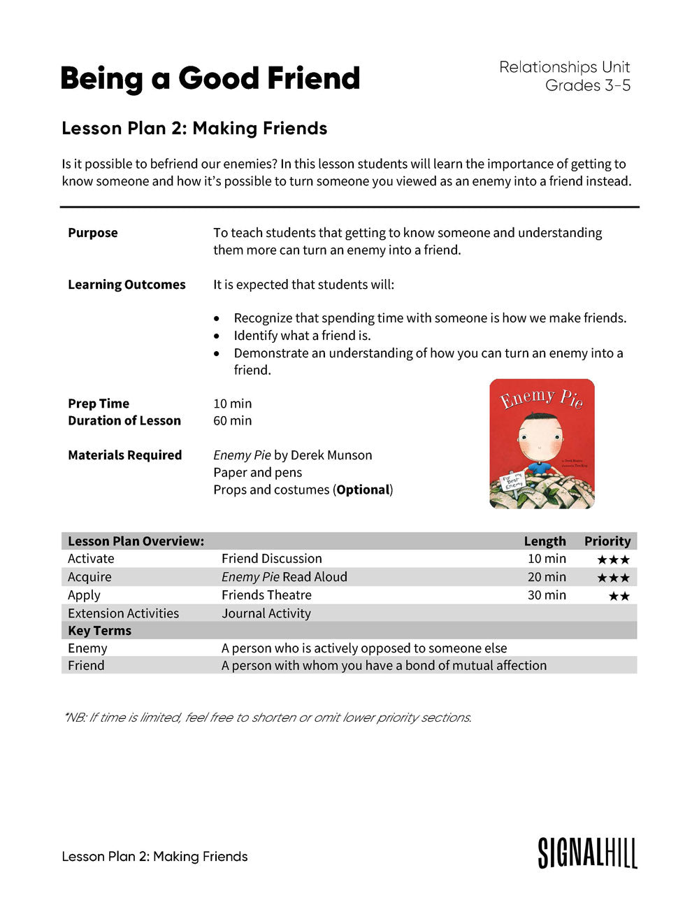 Lesson Plan 2: Making Friends