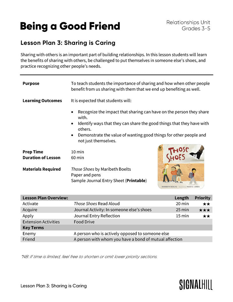 Lesson Plan 3: Sharing is Caring